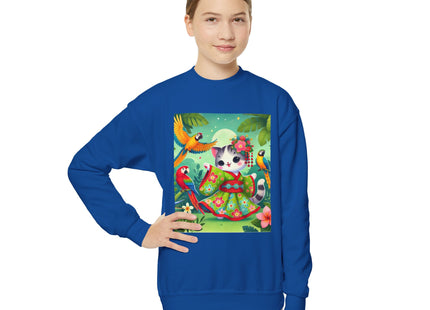 Parrot Dance of the Geisha Kitten Youth Crewneck Sweatshirt