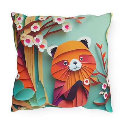 A Playful Red Panda Outdoor Pillows