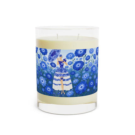 💙🌼 The Lady Of The Sapphire Blue Flower Garden Scented Candle – Art Deco Floral Elegance