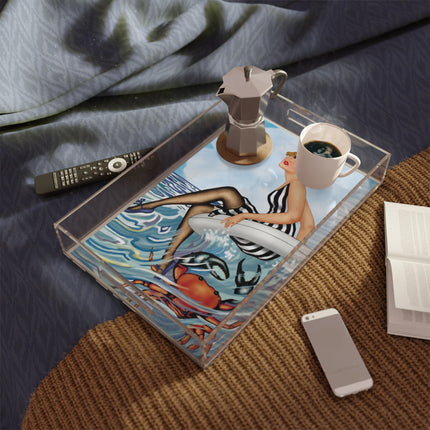 Playful Waves and Fashion Follies Acrylic Serving Tray
