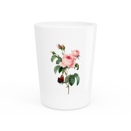 Cabbage Rose botanical illustration by Pierre-Joseph Redouté Ceramic Shot Glass