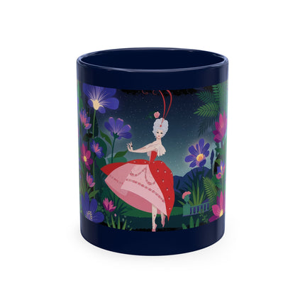 🌙🌺 The Lady Of The Midnight Flower Garden Ceramic Mug – Art Deco Floral Elegance