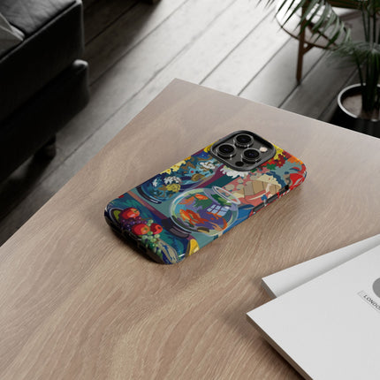 Floral Fishbowl Still Life Phone Case – Vibrant Harmony & Colorful Life