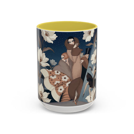 🌸✨ The Midnight Magnolia Masquerade Colorful Mug – Art Deco Nocturne
