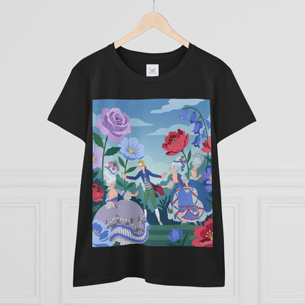 🎭🌸 The Garden Masquerade Cotton Tee – Art Deco Fashion Illustration