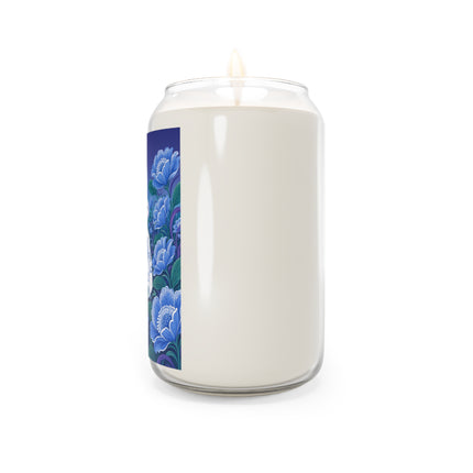 💙🌸 The Enchanted Blue Blossom Garden Scented Soy Candle – Art Deco Floral Elegance
