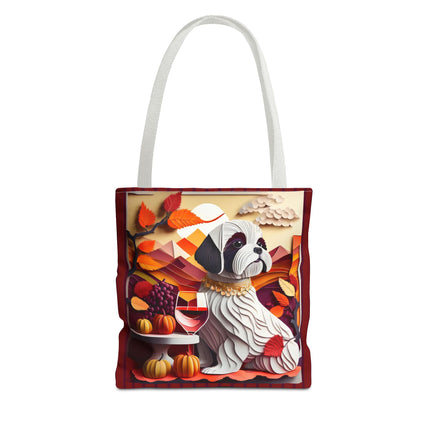 Shih Tzu at an Autumn Wine Tasting Tote Bag (AOP)