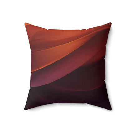 Wave Pattern with Intertwined Hues of Orange, Rose, Maroon, and Purple Spun Polyester Square Pillow