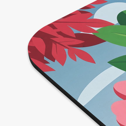🌸🪭 The Lady On The Pink Terrace Mouse Pad – Art Deco Floral Elegance