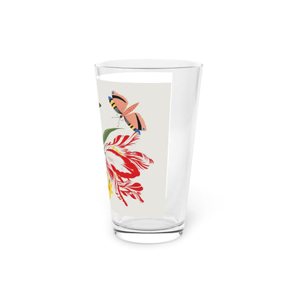 Woodpecker & Tulip Pint Glass – Vibrant Spring & Bold Beauty