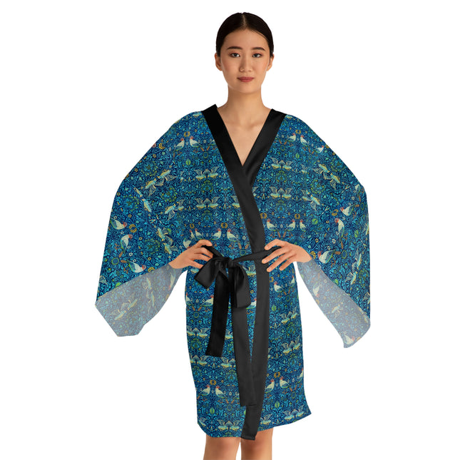 Birds by William Morris Long Sleeve Kimono Robe (AOP)