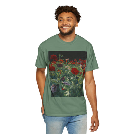 Poppies (A Study of Poppies for Carnation, Lily, Lily, Rose) by John Singer Sargent Unisex Garment-Dyed T-shirt