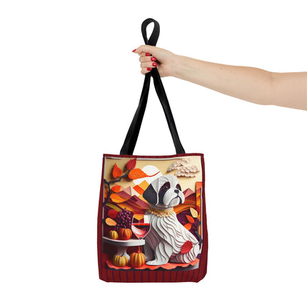 Shih Tzu at an Autumn Wine Tasting Tote Bag (AOP)