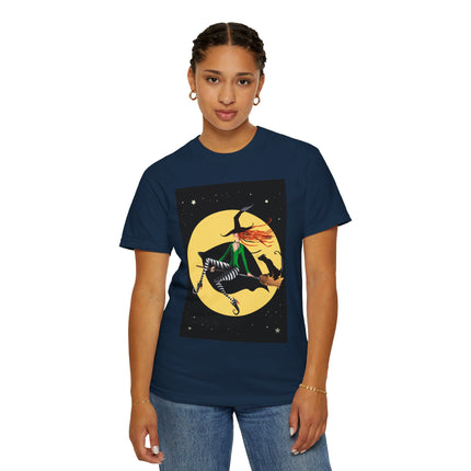 A Witch’s Moonlit Flight Unisex Garment-Dyed T-shirt