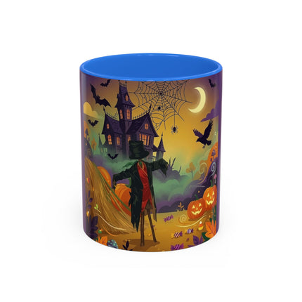 🌙🎃 The Scarecrow Of Haunted Hollow Colorful Mug – Whimsical Halloween Mystery