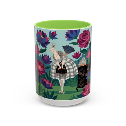 The Lady Of The Lotus Garden Colorful Mugs – Art Deco Botanical Elegance