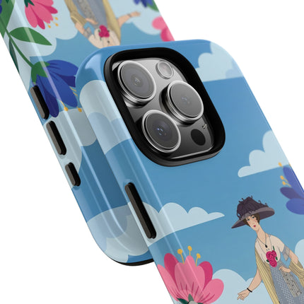🌸🎩 The Lady Of The Grand Flower Garden Phone Case – Art Deco Fashion Illustration