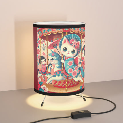 Geisha Kitten's Enchanted Carousel Ride Tripod Lamp