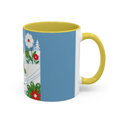 🎿❄️ The Winter Garden Skier Colorful Mug – Whimsical Holiday Fantasy
