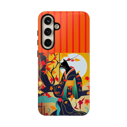 Black Cat in Kimono Phone Cases