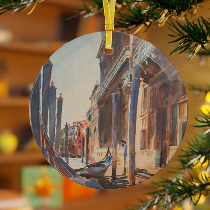 Gondola Moorings on the Grand Canal by John Singer Sargent Glass Ornament