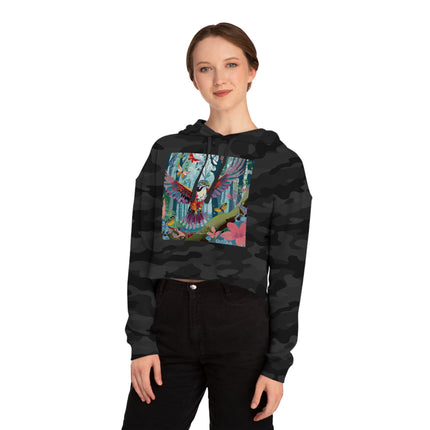 A Colorful Raptor Women’s Cropped Hooded Sweatshirt
