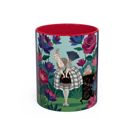 The Lady Of The Lotus Garden Colorful Mugs – Art Deco Botanical Elegance