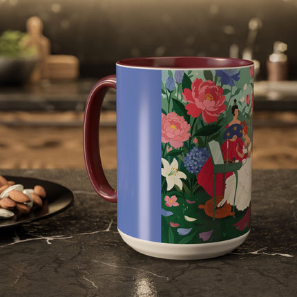 The Ladies Of The Blossoming Vanity Colorful Mugs – Art Deco Floral Elegance