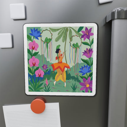 🦜🌺 The Parrot Dancer Die-Cut Magnets – Art Deco Tropical Whimsy