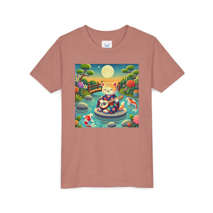 Melodic Kitten by the Koi Pond Youth Short Sleeve Tee