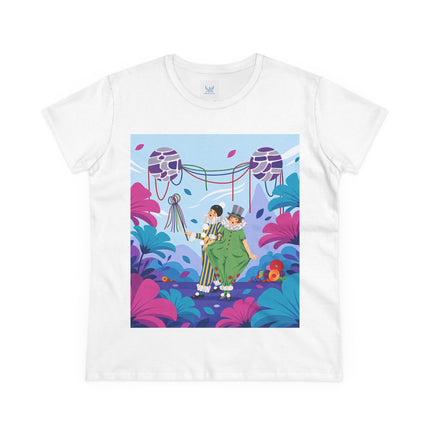 🎭🌸 The Garden Masquerade Cotton Tee – Art Deco Floral Whimsy