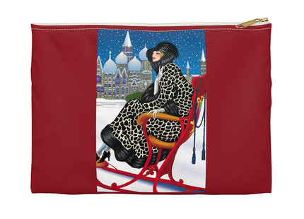 Elegant Winter Woman in Sleigh Accessory Pouch