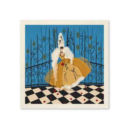 🎭🌹 The Lady At The Masquerade Gates Napkins – Art Deco Fashion Illustration