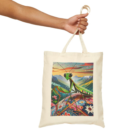 The Joyful Mantis Cotton Canvas Tote Bag