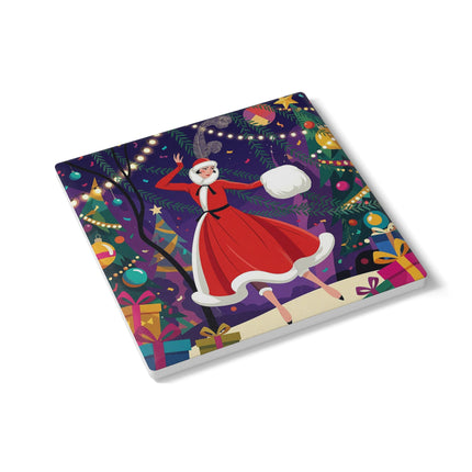 ❄️🎄 The Christmas Snowball Dance Ceramic Tile – Art Deco Holiday Whimsy