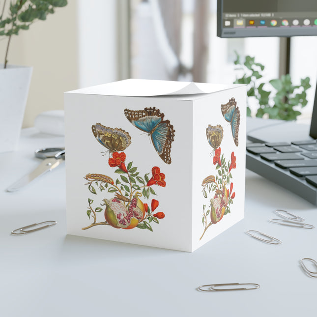 Blue Butterflies and Pomegranate by Maria Sibylla Merian Note Cube