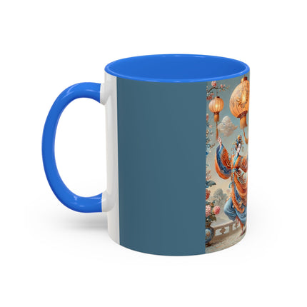 Golden Dragon & Lantern Lady Colorful Mug – Imperial Dragon & Elegant Harmony