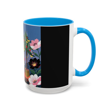 🌹🎄 The Lady Of The Candlelit Rose Tree Colorful Mug – Art Deco Christmas Garden