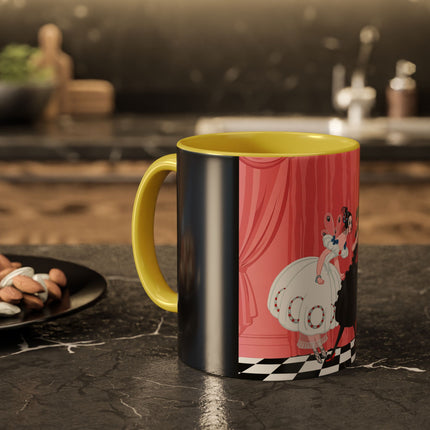 The Ladies Behind The Velvet Curtain Colorful Mugs – Art Deco Theatrical Elegance