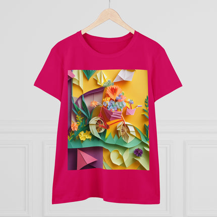 Origami Bicycle Women's Midweight Cotton Tee