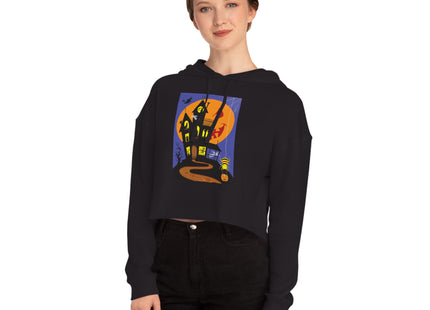 Halloween Night at the Haunted House Women’s Cropped Hooded Sweatshirt