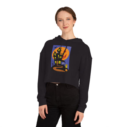 Halloween Night at the Haunted House Women’s Cropped Hooded Sweatshirt