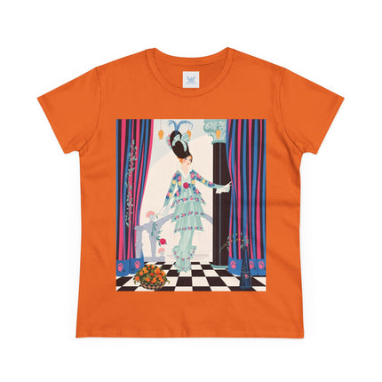 🌸🎭 The Lady Of The Garden Salon Cotton Tee – Art Deco Floral Elegance