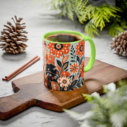 🧳🌼 The Grand Floral Voyage Colorful Mug – Art Deco Travel Elegance