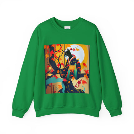 Black Cat in Kimono Unisex Heavy Blend™ Crewneck Sweatshirt