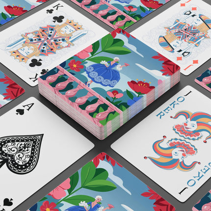 🌸🌿 The Lady Of The Blossoming Terrace Playing Cards – Art Deco Floral Garden Elegance