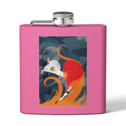 Flame of the Tempest Stainless Steel Flask – Fiery Storm & Dramatic Elegance