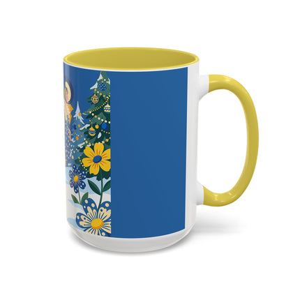 💙🌼 The Bluebell Christmas Promenade Colorful Mug – Art Deco Holiday Fantasy