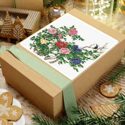 Peonies and Birds by Okamoto Shuki Kiss-Cut Stickers (4 Sizes)