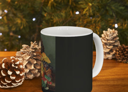 A Roemer, Grapes, Peaches, Plums, Raspberries, and Walnut by Edward Ladell Ceramic Mug 11oz